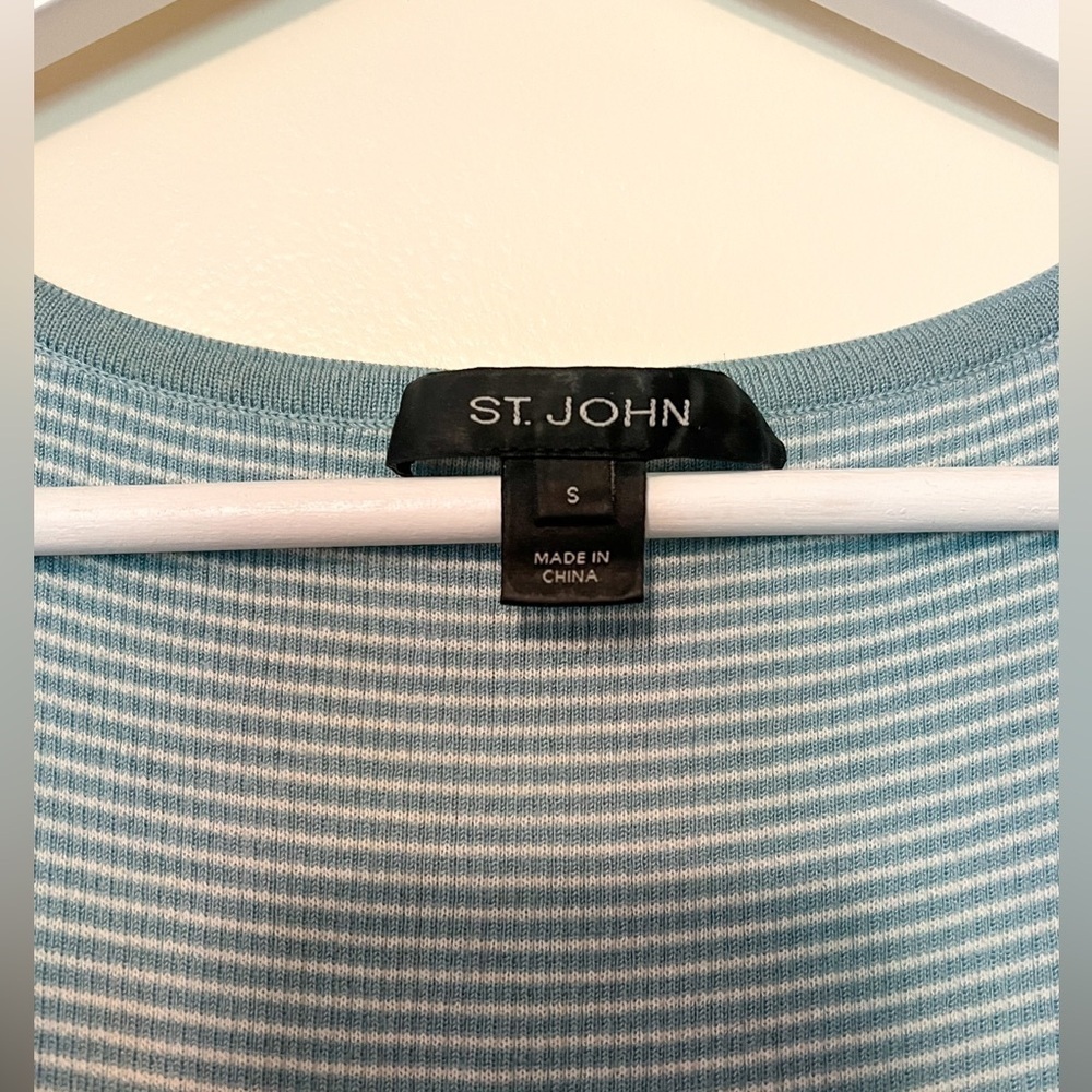 St John Striped Scoop Neck Tank Top Shell - Picture 3 of 5